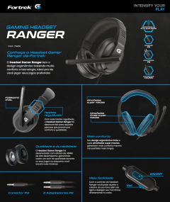 Imagem do Headset Gamer Fortrek Ranger New Edition P3 Com Adaptador P2 (Pega em Todas as Plataformas)