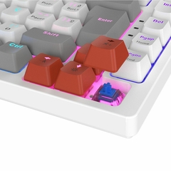 Imagem do Teclado Mecânico 75% Pcyes Kirin White Ghost Rainbow Switch Blue