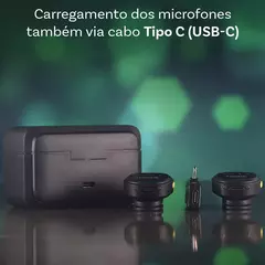 Kit Case com 2 Microfone de Lapela Sem Fio Onistek ON-MC827 Black Lightning iPhone