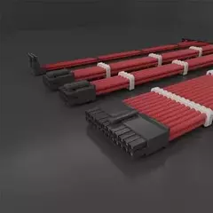 Kit Cabo Extensor Fonte Sleeved Redragon, 4 em 1, 24p ATX, 2x 4+4p CPU, 3x 8p PCIe para 12VHPWR, Vermelho - RD-GCP07 - comprar online