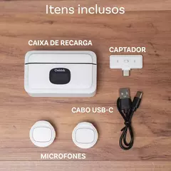 Kit Case com 2 Microfone de Lapela Sem Fio Onistek ON-MC828 White USB-C na internet