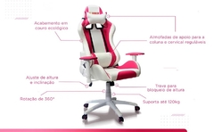 Cadeira Gamer Reclinável GT Pink com Almofadas de Pescoço e Lombar | GT Gamer - comprar online