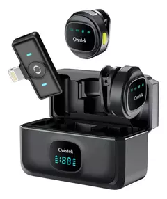 Kit Case com 2 Microfone de Lapela Sem Fio Onistek ON-MC827 Black Lightning iPhone