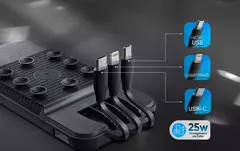 Carregador Portátil por Indução GT 10.000mAh 3 em 1 Cabo (USB-C/MicroUSB/Light) com Ventosa (1 Saídas USB) - WZetta: Pcs, Eletrônicos, Áudio, Vídeo e mais