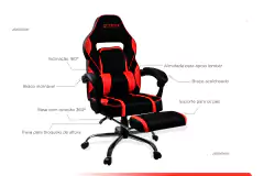 Cadeira Gamer Reclinável GT Red com apoio para pés | GT Gamer - loja online