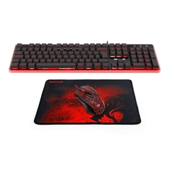 Kit Gamer Redragon S107 Teclado Mecãnico RGB, Mouse 3200DPI e Mousepad