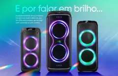 Caixa de Som Bluetooth Amp Get Evoke 1001 1000W RMS Led Rgb USB/SD/BT/FM/AUX/2 MIC/Entrada de guitarra