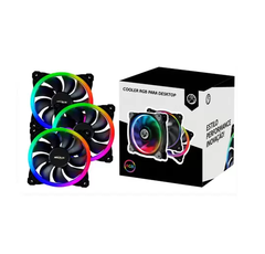 Kit 3 Cooler Fan 120mm Brazil PC Led RGB com Controladora e Controle - comprar online