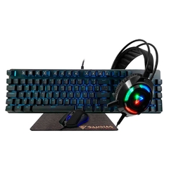 Combo Gamer Gamdias Hermes E1B 4 em 1 Teclado Mecânico + Mouse 3200 DPI + Headset LED + Mousepad 240x180mm