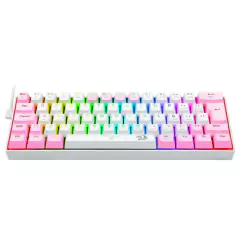 Teclado Mecânico 60% Redragon Dragonborn White/Pink RGB Switch Blue - comprar online