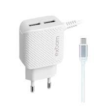 Carregador USB Duplo 12W Micro USB V8 2.1A 5V Exbom