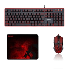 Kit Gamer Redragon S107 Teclado Mecãnico RGB, Mouse 3200DPI e Mousepad - comprar online