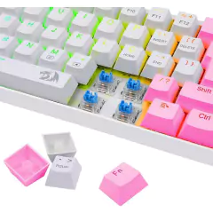 Imagem do Teclado Mecânico 60% Redragon Dragonborn White/Pink RGB Switch Blue