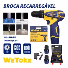 Imagem do Parafusadeira e Furadeira de Impacto WeToKe WK013 18V 2 Bateria Bivolt com Maleta e Acessórios