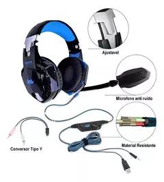 Headset Gamer Knup KP-455A Blue Led Azul 7.1 P3 + Adaptador P2 (Pega em Todas as Plataformas) - comprar online