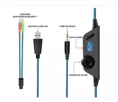 Headset Gamer Knup KP-455A Blue Led Azul 7.1 P3 + Adaptador P2 (Pega em Todas as Plataformas) - loja online