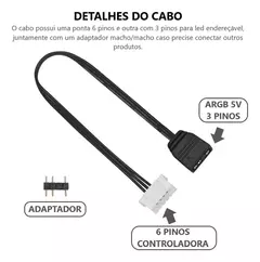 Adaptador 6 Pinos Controladoras Fan Para Led Argb 3 Pinos 5v
