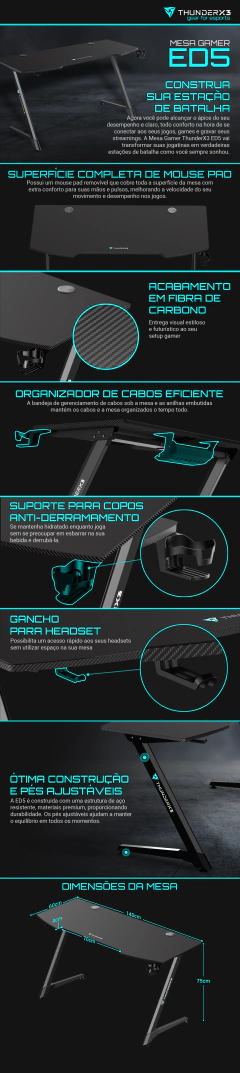 Mesa Gamer ThunderX3 ED5 Preta na internet