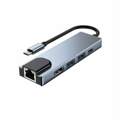 Hub Adaptador USB-C Knup KP-AD143 5 em 1 2USB/HDMI/USB-C/RJ45