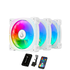 Kit 3 Cooler Fan 120mm Rise Mode Aura Frost RM-CF-02-ARGB com Controladora e Controle