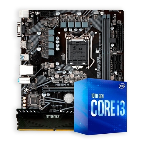 H510 DDR4 Gigabyte + i3 10105F 4.30Ghz + Intel Cooler + Mem DDR4 8GB 2666MHz GT