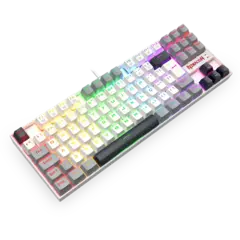 Teclado Mecânico 80% Redragon Kumara White/Gray Switch Dust-Proof Brown - K552WGL-RGB - WZetta: Pcs, Eletrônicos, Áudio, Vídeo e mais