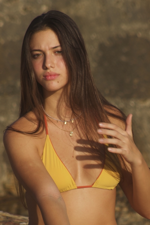 DOUBLE-SIDED TRIANGLE TOP YELLOW/ORANGE - buy online