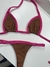 Biquíni cortininha marrom com pink - mada store