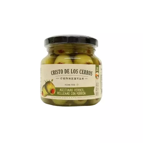ACEITUNAS VERDES RELLENAS CON MORRÓN CR. DE LOS CERROS 200G