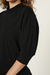 Groovy Puff Sleeve Moletinho Cropped 100% Algodão Premium Manga 3/4 Gola Levemente Alta Black - loja online