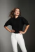 Groovy Puff Sleeve Moletinho Cropped 100% Algodão Premium Manga 3/4 Gola Levemente Alta Black - Comfy Basics