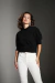 Imagem do Groovy Puff Sleeve Moletinho Cropped 100% Algodão Premium Manga 3/4 Gola Levemente Alta Black