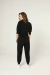 Imagem do Groovy Puff Sleeve Moletinho Cropped 100% Algodão Premium Manga 3/4 Gola Levemente Alta Black