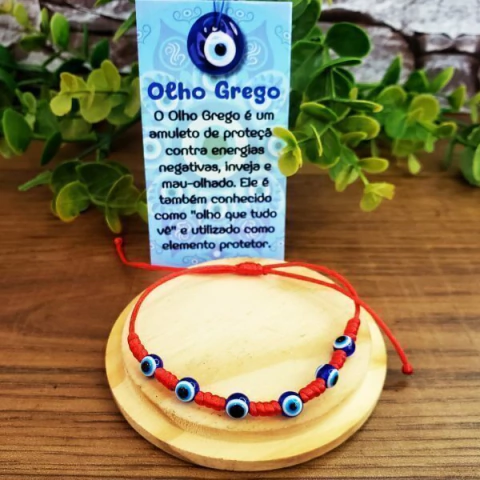 Pulseira 7 Nós Vermelha – Olho Grego Modelo 2 - comprar online