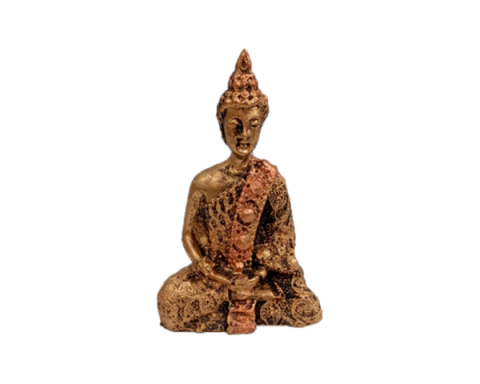 Buda Tibetano Mini Meditando – Ouro Velho