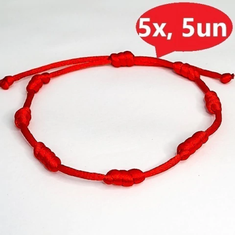 Kit 5 Pulseiras 7 Nós da Proteção Kabbalah Tradicionais Vermelhas Grossas - comprar online