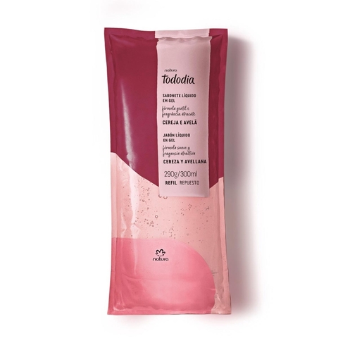 Refil Sabonete Líquido em Gel Cereja e Avelã Natura Tododia 300ml