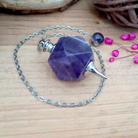 Ametista – Pêndulo ponta em metal