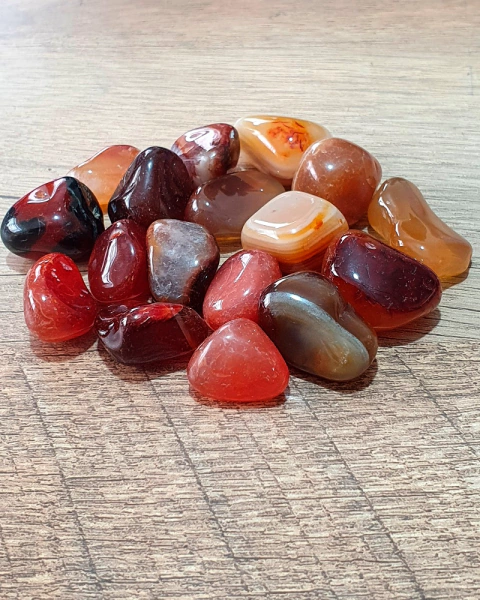 Ágata Vermelha Pedra Rolada – Pacote com 100g