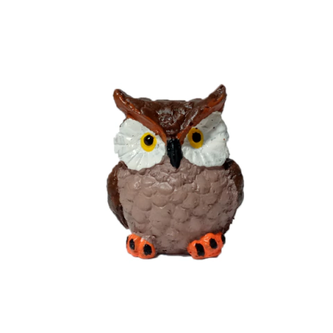 Coruja Marrom Escura Miniatura em Pé