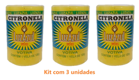 Kit Atacado com 3 Velas de Citronela - Duração 3 Dias Cada