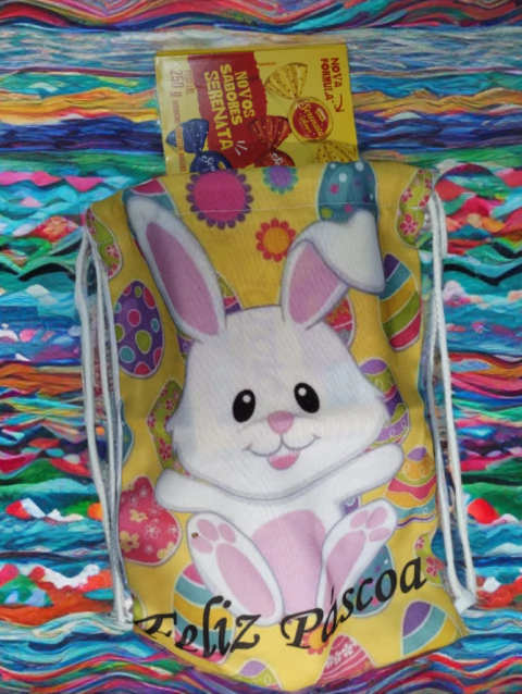 Bolsa Mochila Saco Amarela Coelhinho da Páscoa - comprar online