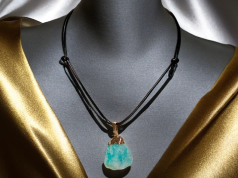 Colar com Banho Dourado e Pedra Amazonita Bruta - comprar online