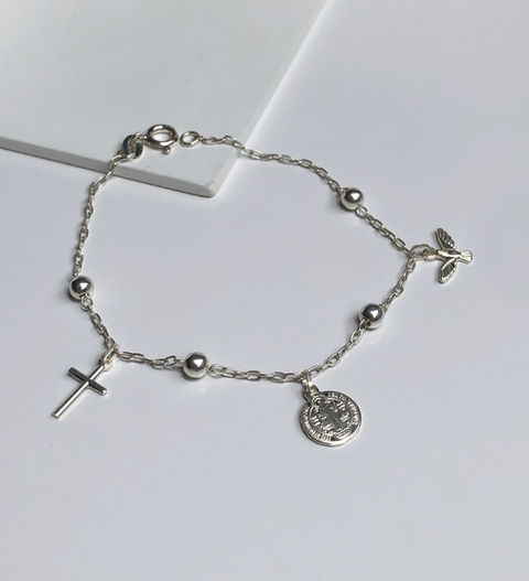 Pulseira de Prata 925 – Fé e Proteção