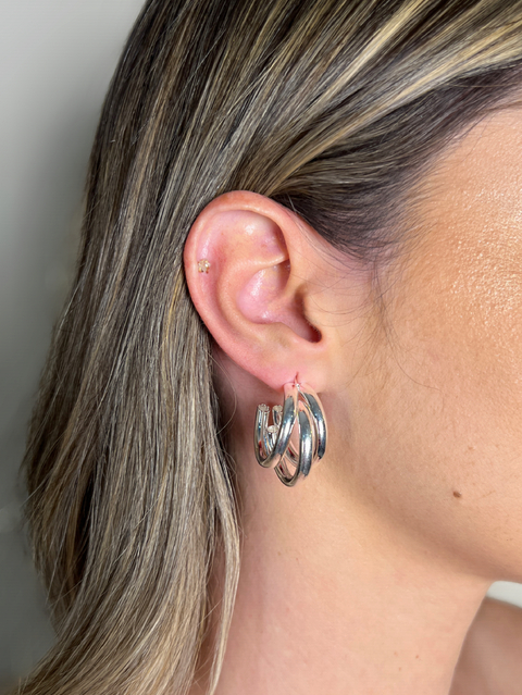 Argola 3 Astes em Prata