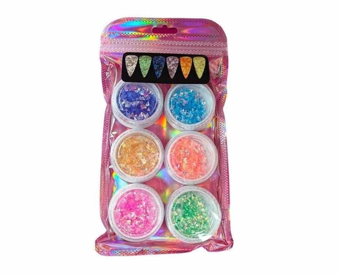 POLVO DECO STRASS PARA UÑAS *DB-140* (PACK X6)