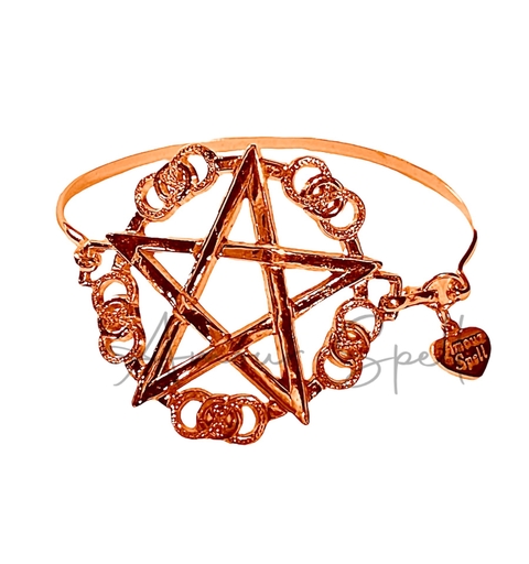 Brazalete Grande Estrella Pentagrama Plata.925Rosa