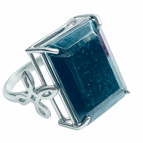 Anillo Amour Spell Jade Negro Guatemala, en Plata925 y Baños de Rodio. Pieza única.