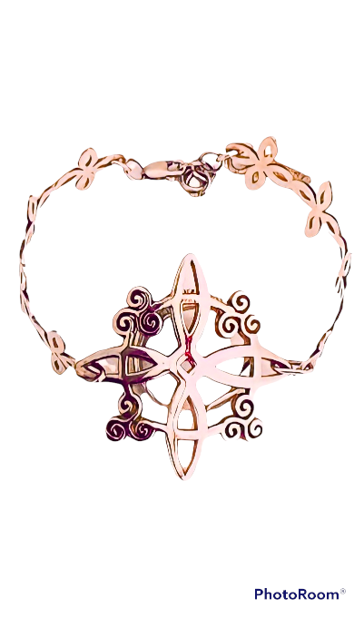 Brazalete Nudo de Brujas Plata.925 Baño Oro Rosa