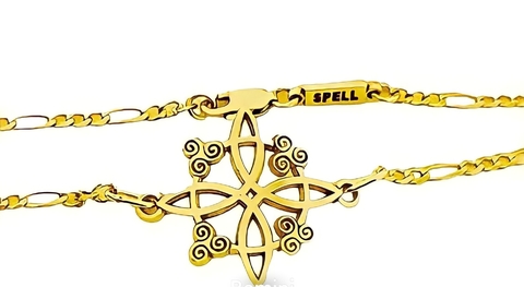 Pulsera Hombre Nudo de bruja,Triskel Plata.925 Oro